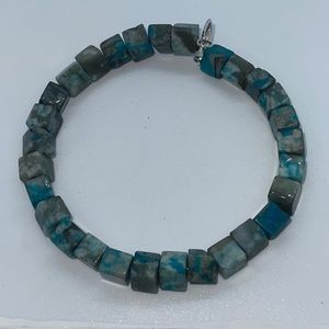 Square Blue Dyed Natural Stone Bracelet